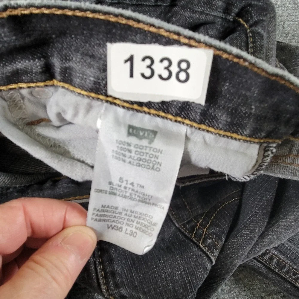 Levis 514 Jeans Men's (36x30 Label)‎ Straight Leg Slim Black Cowboy Rodeo